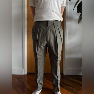 Tom Ford double pleated straight leg trouser in slate grey